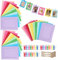 30 Stück Papier Fotorahmen, Bilderrahmen Bunt 11,5*15,5cm in 10 Farben mit Holzklammern Klein & Hanfseil, Kreativer Papier-Bilderrahmen, Bilderrahmen Pappe für Zuhause Schule Büro Wand Dekoration