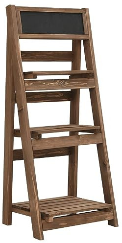 Cinyiqo 49382 3-Tier Plant Stand with Blackboard 40x30x90 cm Solid Fir Wood,Tall Plant Stands Corner Indoor,Plant Holder Display Rack for Garden Patio Office Living Room Outdoor Balcony