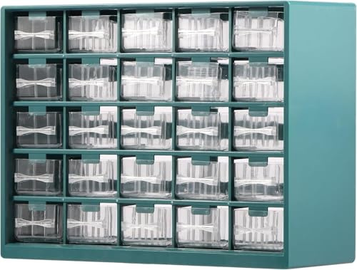 25 Drawer Parts Storage Cabinet, Stackable Hardware Storage Organizer with 50 Removable Dividers, Tabletop Caddy Small Parts Organization Box, Desk Unit Organizer for Sewing Crafts Nuts Bolts