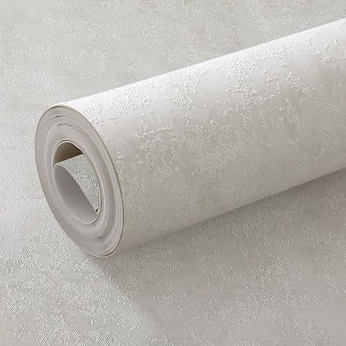 Beswitory White Concrete Effect Wallpaper White Thick Textured Distressed Concrete Design Industrial Cement Wallpaper Decorative Luxury Wall Paper Roll Living Room Hallway Bedroom Wallpaper