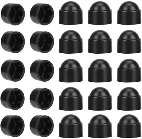 30 cappucci protettivi per bulloni M8 x 13 mm, in plastica, esagonali, a cupola, in plastica, colore: nero