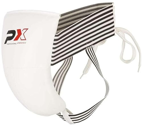 PHOENIX Budosport PX PU Herren-Tiefschutz weiß ergonomische Passform geeignet für Wettkampf und Training