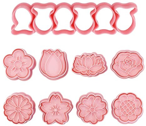 SGSCFG 8 Piezas De Formas De Flores Y 1 Pieza De Pequeños Cortadores De Pescado, Formas Creativas De Galletas, Mini -Neider, Herramientas Horneadas.