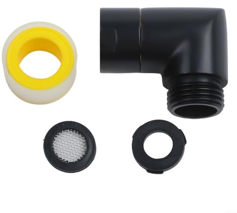 90 Degree Black Shower Elbow Adapter G1/2 Female Male Thread Bathroom Connection Brass Wall Mount Shower Head Holder Top Spray Connector for Handheld Showerhead Bathroom Accessories