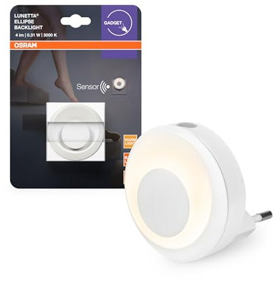 Osram Lunetta Backlight Ellipse Weiß, mobile Leuchte, 0.31 W, 4 lm, Warmweiß, Nachtlicht mit Bewegungsmelder, Tag-/Nachtsensor, für Innenbereiche