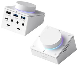 Hagibis Hub USB C con pulsanti di scelta rapida, docking station RGB Type-C con USB-C da 5 Gbps, 2 USB 3.0, jack da 3,5 mm, SD/Micro SD3.0, USB2.0 per MacBook iPad Pro Laptop (White AG)