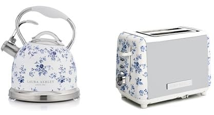 Laura Ashley Toaster und Wasserkocher Set von VQ - 2,5 L Edelstahl Wasserkocher für Alle Herdarten & 2-Scheiben-Toaster mit Auftau- und Aufwärmfunktion - China Rose