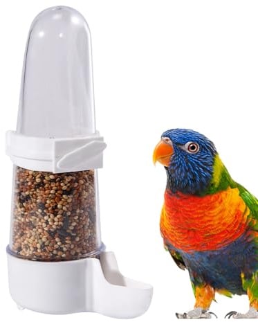 Automatischer Futterspender für Vögel, Futterspender mit Futter- und Wasserbehälter, ideal für Wellensittiche, Nymphensittiche, Sittiche, Lovebirds, Kanarienvögel, Haustierhaus, Voliere