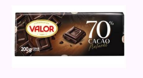 Valor Chocolat Noir 70% Cacao, 2 Tablettes de 200g, Intense et Fondant