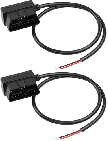 TIENFOKOTA 2PCS OBD2-Kabel,2-poliges bis 16-poliges OBD-Stecker-Stromkabel | OBD2-Pigtail-Kabel OBD-Stecker für OBD-Stromkabel,Dashcam-Stromkabel,GPS-Tracker,12 V-24 V, 20 AWG,DIY,1,64 Fuß/50 cm