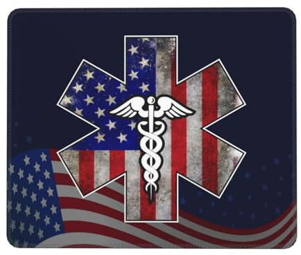 Rettungsdienst, Rettungssanitäter, Notfallsanitäter, Rettungssanitäter, Amerikanische Flagge Mauspad Waschbar Mouse Mat Gummibasis Mauspads Für Studium Arbeit Laptop 25X30Cm