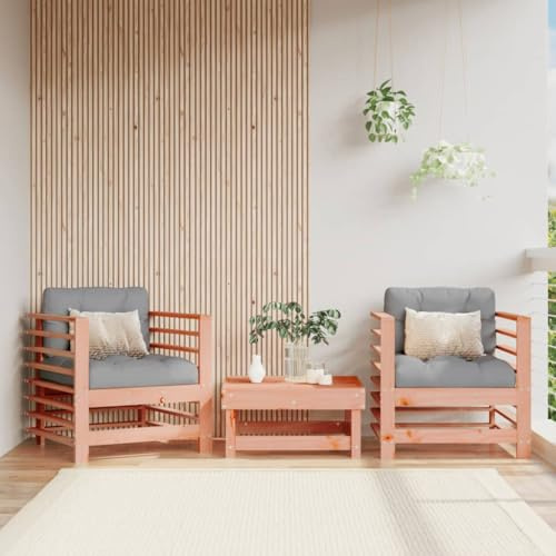 Cartvyn Gartenstühle mit Kissen aus massivem Douglasienholz 2 Stück, wetterfest und robust, mit gepolsterter Rückenlehne und Armlehnen, ideal für Terrasse, Balkon, Außenbereich und Lounge-Sitzgruppe