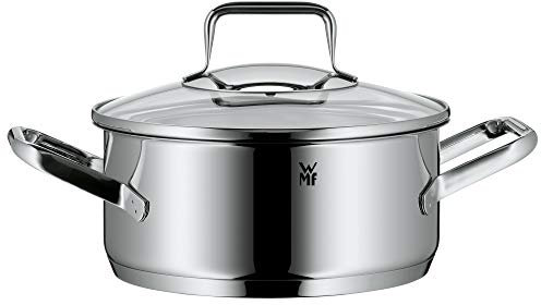 WMF Trend Kochtopf klein 20cm, Glasdeckel, Bratentopf Induktion 2,5l, Cromargan Edelstahl poliert, unbeschichtet, backofengeeignet