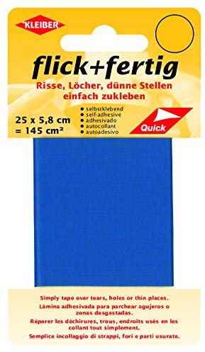 Kleiber flick und fertig, selbstklebender Flicken, Risse, Löcher, dünne Stellen einfach zukleben, Nylon zuschneidbar, kornblau (25 x 5,8 cm)