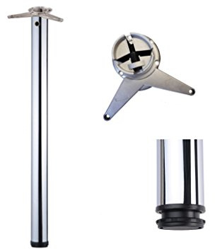 Stützfuß höhenverstellbar 1100 mm + 40 mm Chrom Optik Rundrohr D 60 mm Möbelfuß kürzbar mittls Flexsäge Tischbein Tisch