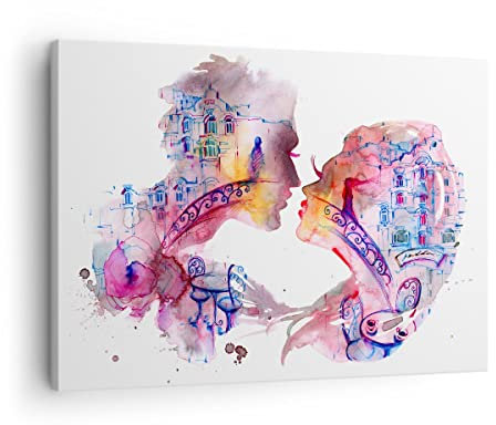 ARTTOR Bilder auf Leinwand Paar Liebe Frau urban Leinwandbild 70x50cm Wandbilder Dekoration Wohnzimmer Schlafzimmer Küche Deko Klein Wanddeko Bild Wand Kunstdruck Art Wall Decor Canvas AA70x50-3132