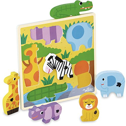 Vilac vilac4628 20 x 20 x 3 cm Peg Puzzle Savanne (6-teilig)