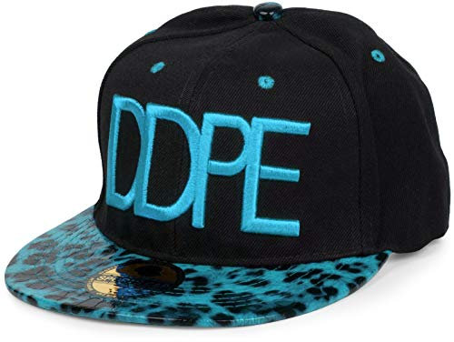 styleBREAKER Snapback Cap DDPE im Leo Design mit Schlangen Prägung, Baseball Cap, verstellbar, Unisex 04023034, Farbe:Schwarz-Türkis