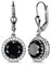 GULICX Damen Ohrringe 925 Sterling Silber Weiß/Schwarz Klappbügel Ohrhänger Rund Zirkonia Luxus Ohrschmuck Geschenk für Freundin Frau