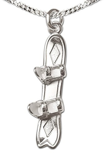 CLEVER SCHMUCK Set Silberner Anhänger 3D Snowboard 25 mm glänzend mit Kette Panzer 45 cm STERLING SILBER 925 im Etui blau