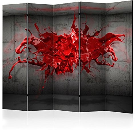 murando Raumteiler 3D Optik Foto Paravent 225x172 cm einseitig auf Vlies-Leinwand Bedruckt Trennwand Spanische Wand Sichtschutz Raumtrenner rot grau a-A-0186-z-c