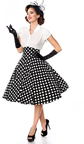 Belsira Tellerrock Frauen Mittellanger Rock schwarz Rockabilly