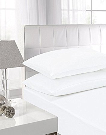 100% Egyptian Cotton Pillowcase pair House Wife Pillowcase pair 2 pack (White, Pillowcase Pair)