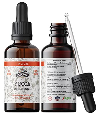 Yucca Tincture, Organic Yucca Extract (Yucca Glauca) Dried Root Herbal Supplement, Non-GMO in Cold-Pressed Organic Vegetable Glycerin, 700 mg, 2 oz (60 ml)