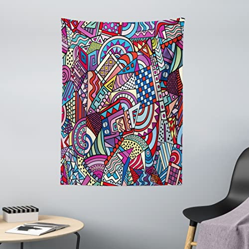 ABAKUHAUS Psychedelisch Wandteppich, Funky Moderne aus Weiches Mikrofaser Stoff Waschbar ohne Verblassen Digitaldruck, 110 x 150 cm, Lila Hellblau