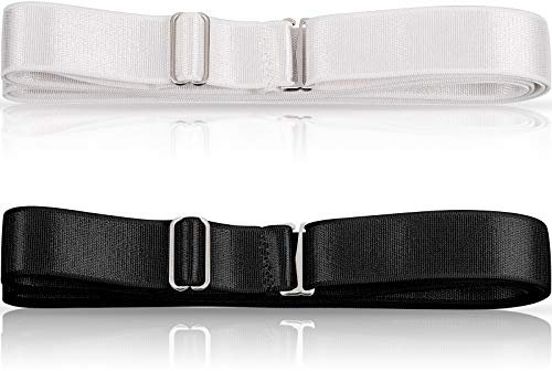 SATINIOR 2 Stück Elastische Hemdhalter Hemdstreben Gürtel Unterwäsche Hemdhalterung Verstellbarer (Schwarz, Weiß)