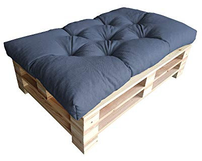 chilly pilley Palettenauflage Schaumflocken palettenkissen Palettenpolster Palettenmöbel Palettensofa Rückenlehne Sitzkissen Seitenkissen Set (Sitzkissen 120 x 80 Blau)