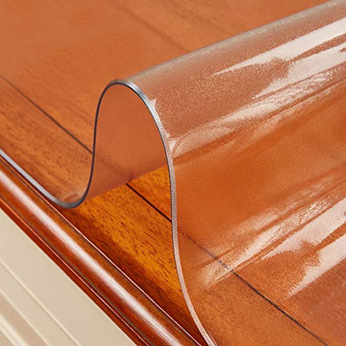 KDDEON Nappe Transparente Rectangulaire en Verre Souple en PVC,Protection de Table de 1.5mm,Nappe Étanche/Anti-Huile,pour Tables Basses,Bureau,Tapis de Sol Antidérapants (55x90cm/22x35in)