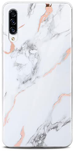 ONEFLOW Sense Case kompatibel mit Samsung Galaxy A50 / A30s Hülle in Marmor Optik, Schutz für Kamera und Bildschirm, Glitzer Handyhülle aus Silikon - glänzend Weiß (Dedication)