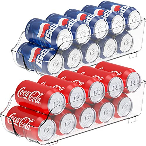Simple Houseware Soda Can Organizer for Pantry/Refrigerator, Clear, Set of 2