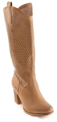 Toocool - Scarpe Donna Stivali Estivi Traforati Primaverili Tacco Comodo G-627 [40,Beige]