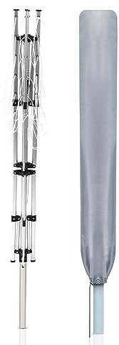 Housse de corde à linge rotative en tissu polyester imperméable avec fermeture éclair – Housse de corde à linge rotative robuste – Housse de corde à linge rotative résistante aux intempéries – Housse