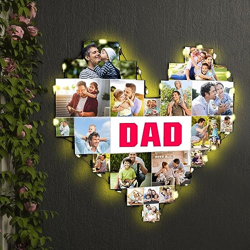 Personalisierte Multi-Herz-Foto-Collage-Wandleuchte LED Nachtlicht Dekor benutzerdefinierte Herz-Collage Bilderrahmen Geschenke für Paare Freunde Familie personalisierte Acryl-Foto-Wandleuchte