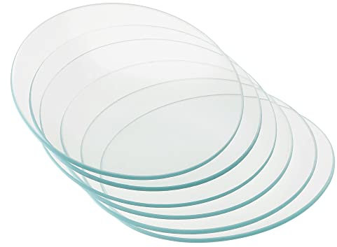 PATIKIL 90mm Diámetro Reloj Cristal, 6 Paquetes Precipitados Vaso Cubierta Liso Bordes Biselado Arco para Laboratorio, Transparente