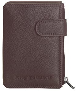 Josephine Osthoff Schlüsseletui KleinGeldbörse Kreditkartenetui Herren Schlüsselmäppchen Damen Schlüsseletui mit Kreditkartenetui und Münzfach echt Leder RFID-Schutz (420), Farbe:Espresso