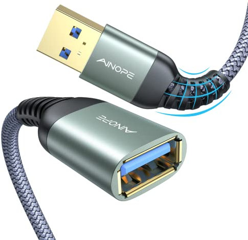 AINOPE 0.5M USB Verlängerung Kabel USB 3.0 Verlängerungskabel A Stecker auf A Buchse mit eleganten Alluminiumsteckern, Nylon Stoffmantel für Kartenlesegerät,Tastatur, Drucker, Scanner, Kamera