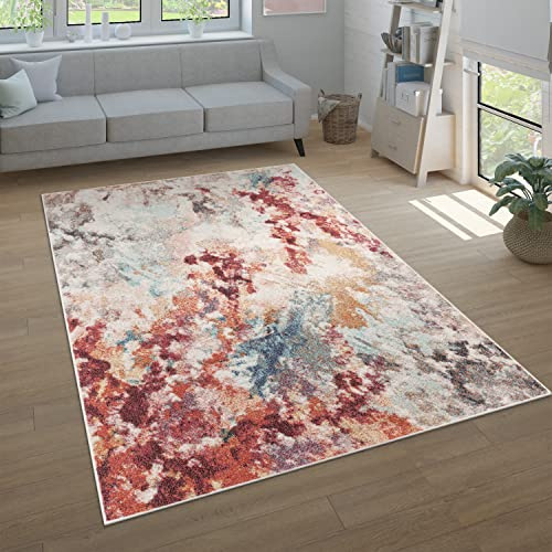 Paco Home Teppich Wohnzimmer Schlafzimmer Kurzflor Modern Vintage Muster Abstrakt Farbverlauf, Grösse:80x150 cm, Farbe:Bunt 3