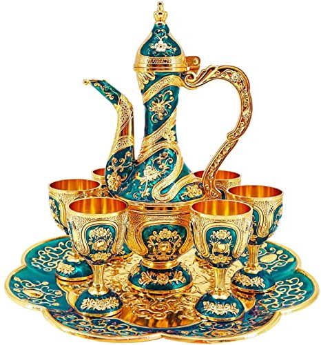 Türkisches Tee-, Kaffeetassen- und Kannen-Set, inkl. Teekanne, Teetablett, 6 Tassen