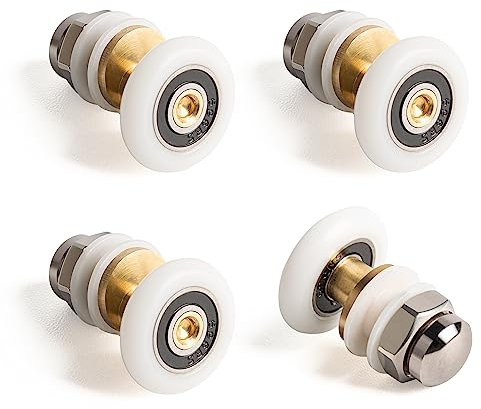SPDYCESS Ruedas Excéntricas para Puerta de Ducha 4 Pcs, 20mm Rodamientos Mampara Ducha Recambio, para Puerta Corredera de Cristal Baño