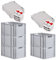 PROREGAL SuperSparSet 5x Eurobox NextGen Economy mit Scharnierdeckel & roten Verschlüssen | Griffe offen | HxBxT 32x40x60cm | 65 Liter | Eurobehälter Transportbox Transportbehälter Stapelbehälter