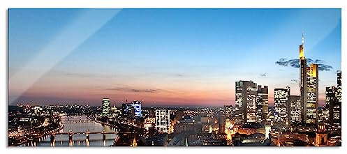 Pixxprint Glasbild Panorama, Wandbild aus Echtglas, Frankfurt Skyline, 100x40 cm, inkl. Aufhängung und Abstandshalter