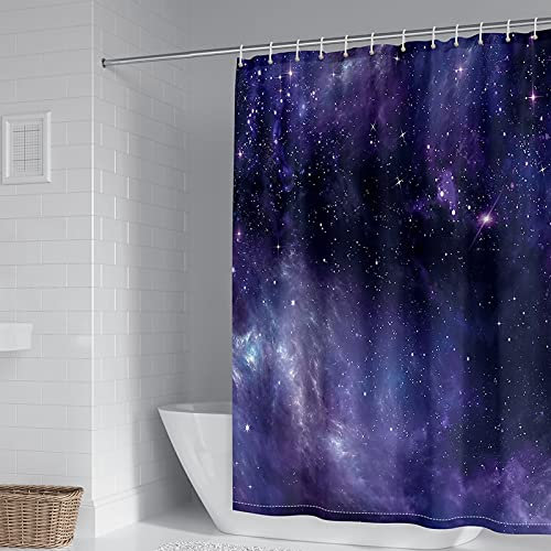 BCughia Duschrollo für Badewanne, Duschvorhang Antischimmel Sternenklarer Himmel Lila Purple Duschvorhang 150x200cm(60 Wx80 H) Rideau De Douche Decor