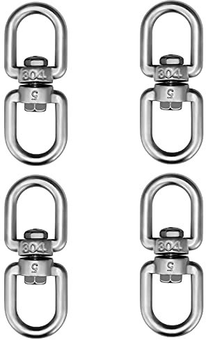 luvtree 4 Stück M5 360° Drehgelenk aus Edelstahl 304, Doppelseitiger Schwenkhaken und Leinenhaken für Garten, Angeln, Haustier und Outdoor