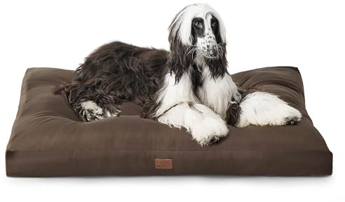 BEDSURE Hundekissen Grosse Hunde waschbar - 120x90cm hundematratze wasserdicht XXL für große, mittelgroße Hunde Outdoor gepolstert Hundematte braun in 10cm Höhe,XL Kühlmatte für Haustiere