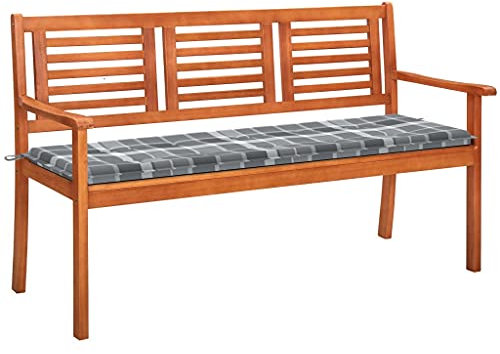 Tidyard 3-Sitzer-Gartenbank mit Auflage Sitzbank Multifunktionsbank Terrassenbank Parkbank Holzbank Balkonbank Sonnenliege Gartenmöbel Bank für Balkon, Terrasse & Garten, 150 cm Massivholz Eukalyptus