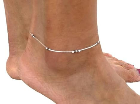 bracelet de cheville hématite • chaîne de cheville argent massif • pierre naturelle
